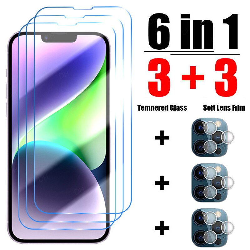 Film Protecteur d'Écran en Verre pour iPhone, 6 en 1, pour les Modèles 14 Pro Max 6 7 8 Plus SE 13 Pro Max Poly XS X 11 12 Pro n° 1