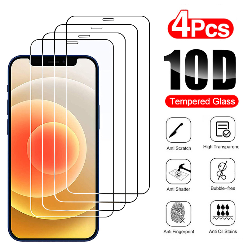 Protecteur d'Écran en Verre pour iPhone, Couverture Complète, Modèles 11, 12, 13, 14, 15 Pro Max, X, Poly, XS Max, 6S, 7, 8 Plus, 4 Pièces n° 1