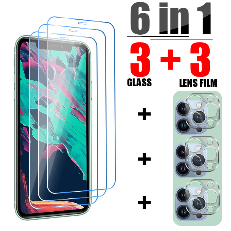 Protecteur d'Écran en Verre 6 en 1 pour iPhone, 11, 12, 13 Pro, Poly, X, XS Max, 14 Pro Max, Mini 7, 8, 6S Plus, SE, 2020 n° 1