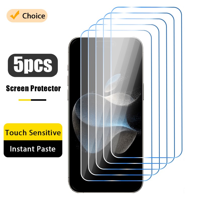 Protecteur d'Écran en Verre pour iPhone, 5 Pièces, pour Modèles 14 13 12 11 Pro Max Mini 14 8 7 6 6S Plus X Poly XS Max SE 2022 n° 1