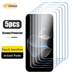 Protecteur d'Écran en Verre pour iPhone, 5 Pièces, pour Modèles 14 13 12 11 Pro Max Mini 14 8 7 6 6S Plus X Poly XS Max SE 2022 small picture n° 1