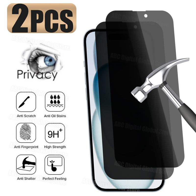 Protecteur d'écran anti-espion pour iPhone, verre de confidentialité pour iPhone 15, 14, 13, 12, 11 Pro Max, Mini, Plus, X, XS, Poly SE, 2020, 2022, 2 pièces n° 1