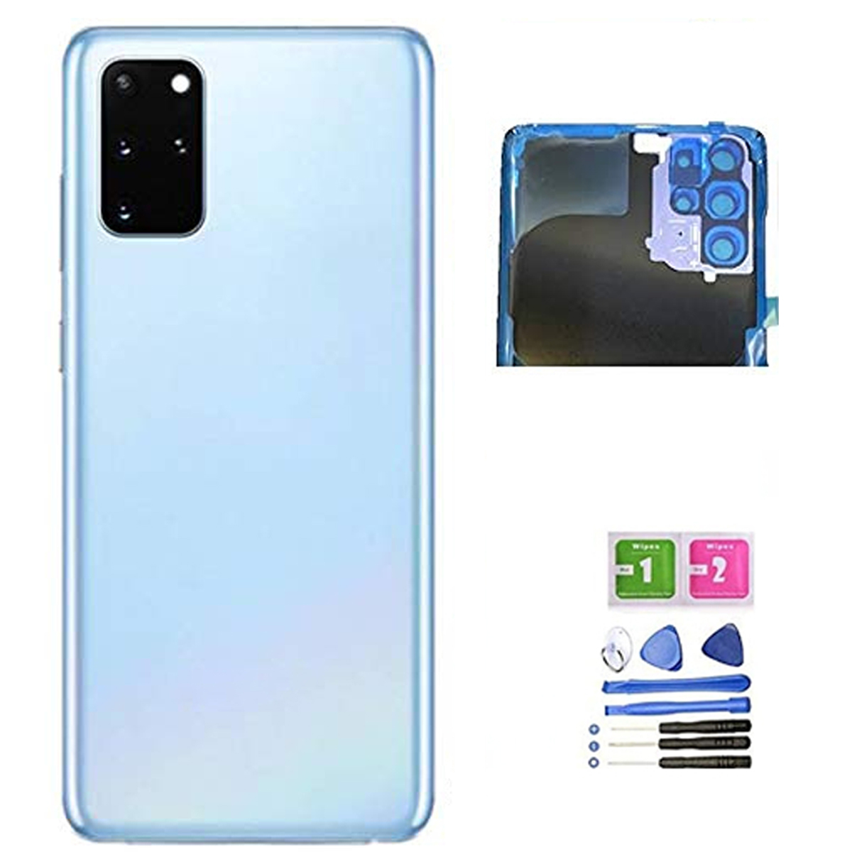 Verre arrière de remplacement pour Samsung Galaxy S20 Ultra et S20 Plus, coque arrière avec objectif d'appareil photo pré-installé, ensemble d'outils n° 1