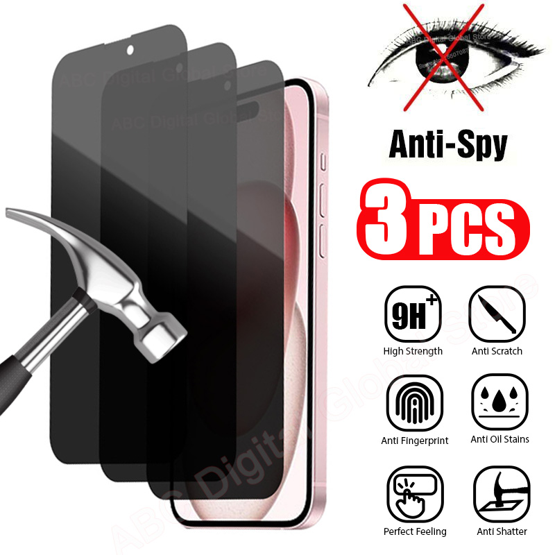 Protecteur d'écran anti-espion pour iPhone, verre de confidentialité pour iPhone 15, 14, 13, 12, 11 Pro Max, Mini, 14, 15 Plus, X, XS, Poly SE, 2020, 2022, 3 pièces n° 1