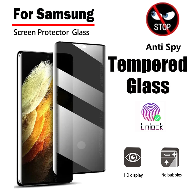 Protecteur d'Écran Anti-espion en Verre pour Samsung Galaxy S23 Ultra, S22, S21 Plus, Note 20 Ultra S, 5G, Déverrouillage par Empreinte Digitale n° 1