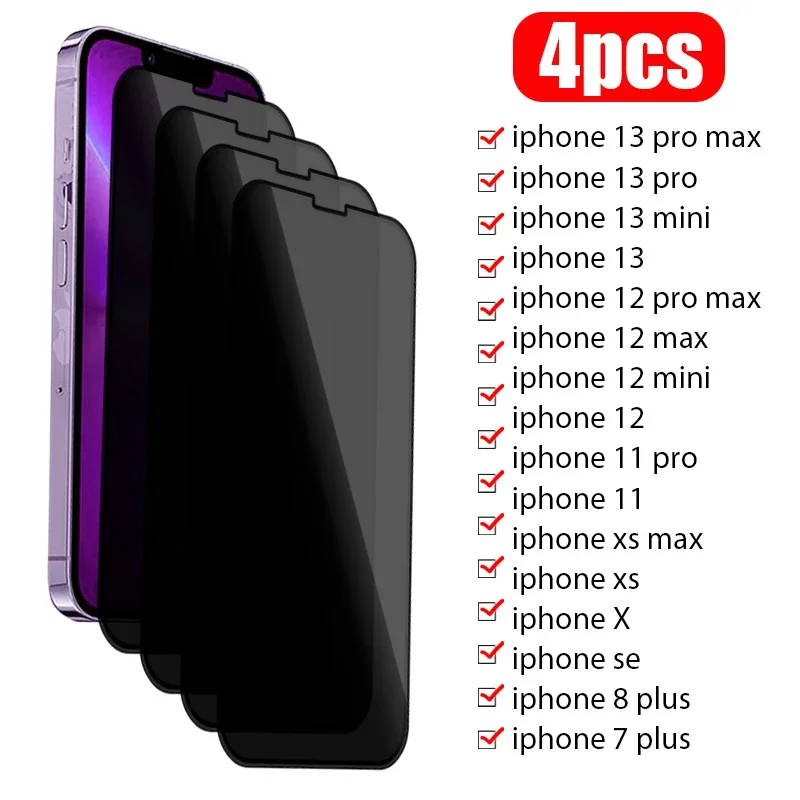 Protecteur d'écran anti-espion pour iPhone, verre de protection de la vie privée pour iPhone 11, 13, 12 Pro Max, Mini, 7, 8, 6 Plus, XS, X, Poly, 1-4 pièces n° 1