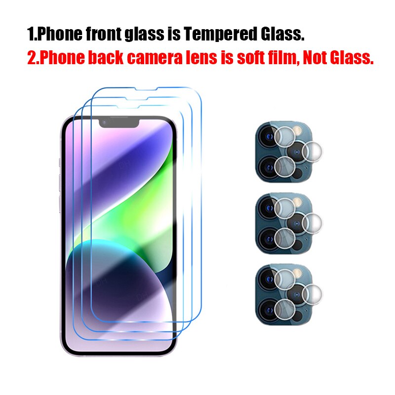 Film Protecteur d'Écran en Verre pour iPhone, 6 en 1, pour les Modèles 14 Pro Max 6 7 8 Plus SE 13 Pro Max Poly XS X 11 12 Pro n° 4