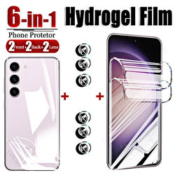 2 Protecteurs d'écran avant et arrière en film hydrogel, 2 lentilles, verre de caméra pour Samsung Galaxy S23 Plus Ultra S21 S20 A14 A33 A53 A73 5g