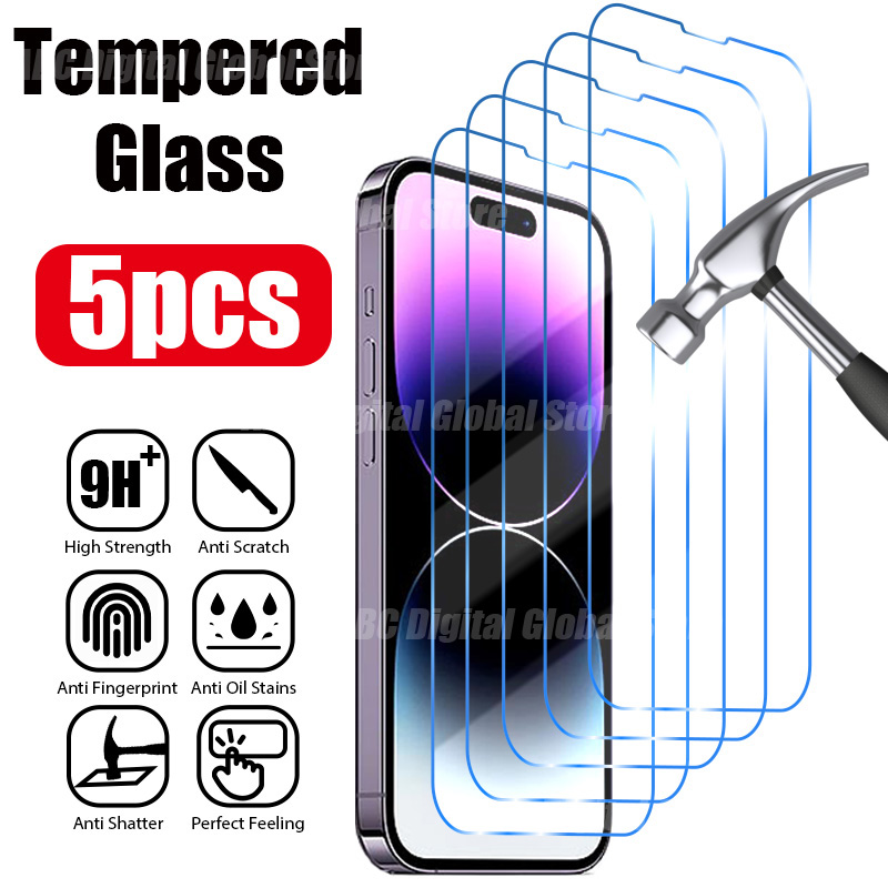 Verre de protection pour iPhone, Mini protecteur d'écran pour iPhone 15, 14, 13, 12, 11 Pro Max, 14, 8, 7 Plus, X, XS Max, Poly SE, 2022, 2020, 5 pièces n° 1