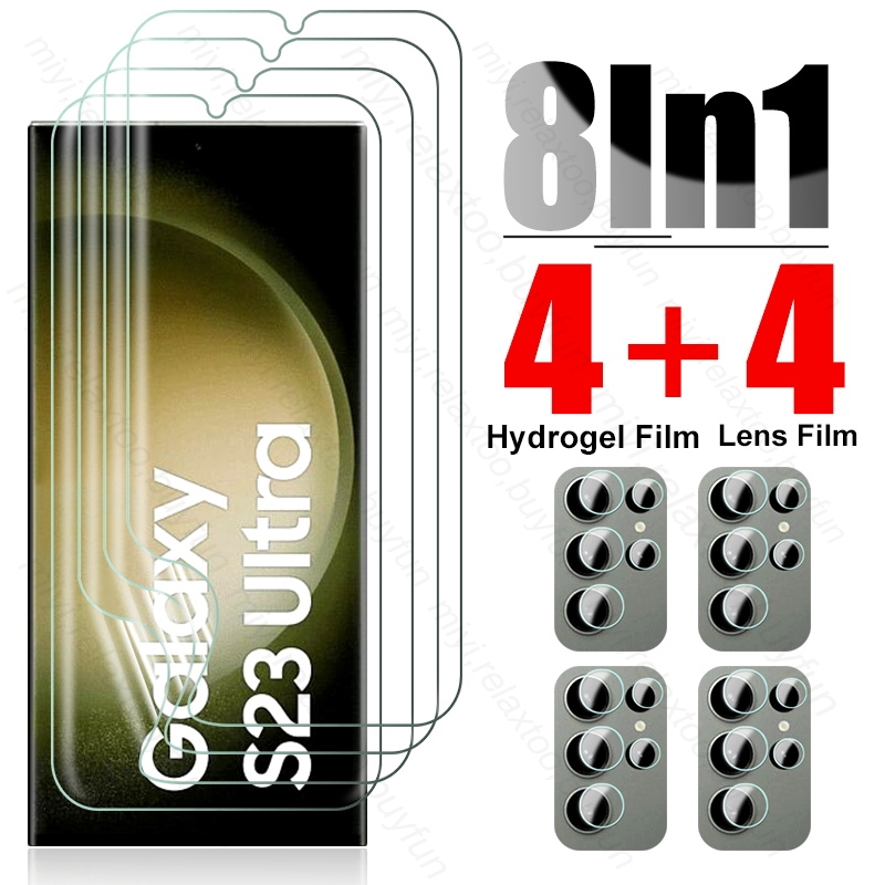 Film hydrogel souple 8 en 1 pour Samsung Galaxy S23, S23 Ultra, S23 Ultra 2023, verre de l'appareil photo, films de protection d'écran n° 1