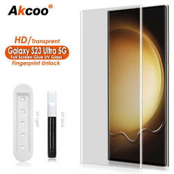 Akcoo Galaxy S23 Ultra Protecteur d'écran, film en verre trempé, compatible avec le capteur d'empreintes digitales, Samsung Galaxy S23 Ultra 5G