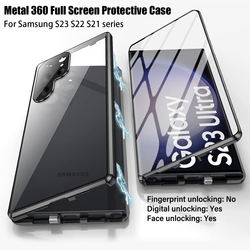 Coque magnétique en alliage métallique pour Samsung Galaxy, coque de protection en verre anti-espionnage, écran Full Surround HD, 360 °, S21, S22, S23 Ultra