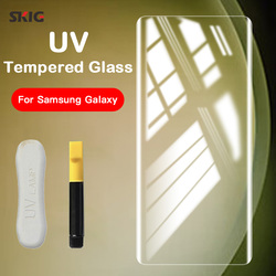 SKIG-Protecteur d'écran en verre trempé UV pour Samsung Galaxy S23 S22 S21 S20 Ultra Plus Film incurvé complet