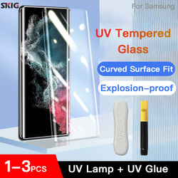 SKIG-Film de protection d'écran incurvé complet pour Samsung Galaxy, Film en verre UV Guatemala, S23, S22, S21, S20 Ultra Plus