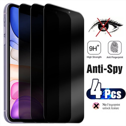 Protection de confidentialité en verre trempé Anti-reflet pour iPhone, pour modèles 14, 12, 11 Pro Max, Plus, 12, Mini SE 2020, 4 pièces
