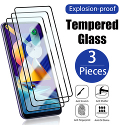Protecteur d'écran en verre à couverture complète pour Samsung Galaxy, A02, A03, A04, A13, A14, A23, A33, A53, M21, M31, S20, S21, FE, 5G, 3 pièces