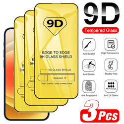 Protecteur d'Écran en Verre 9D pour iPhone, 3 Pièces, Article pour 11 Pro Max 12 13 Mini 15 14 Plus XS MAX X Poly 7plus 8