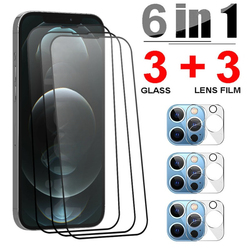 Protecteur d'écran en verre avec film d'objectif, 6 en 1, Guatemala, iPhone 11 Pro Max, 12, 13 Mini, 14 Plus, 15 Pro Max