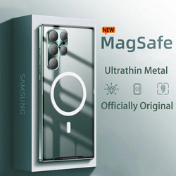 Étui magnétique Magsafe pour Samsung Galaxy S23 S21 S22, coque de protection ultra-mince en métal, alliage de verre conviviale ré