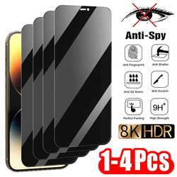 Protecteur d'écran de confidentialité pour iPhone, verre de protection anti-espion pour iPhone 14 13 11 12 Pro Max Mini 7 8 Plus 15 X Poly XS MAX, 1 à 4 pièces