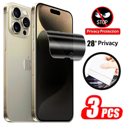 Protecteur d'écran anti-espion pour iPhone, film hydrogel de confidentialité pour iPhone 15 14 11 Pro Max 13 12 Mini 14 8 7 15 Plus XS, film poly, 3 pièces